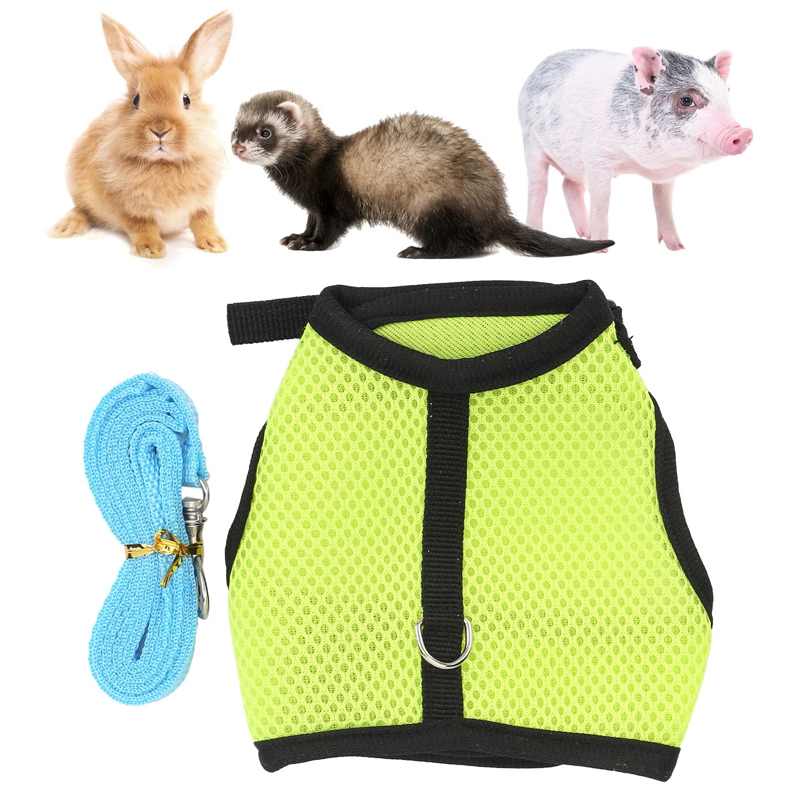 Small Dog Harness - Mesh Puppy Harness for Rabbits & Guinea Pigs (Green) - Perfect for Outdoor Walks