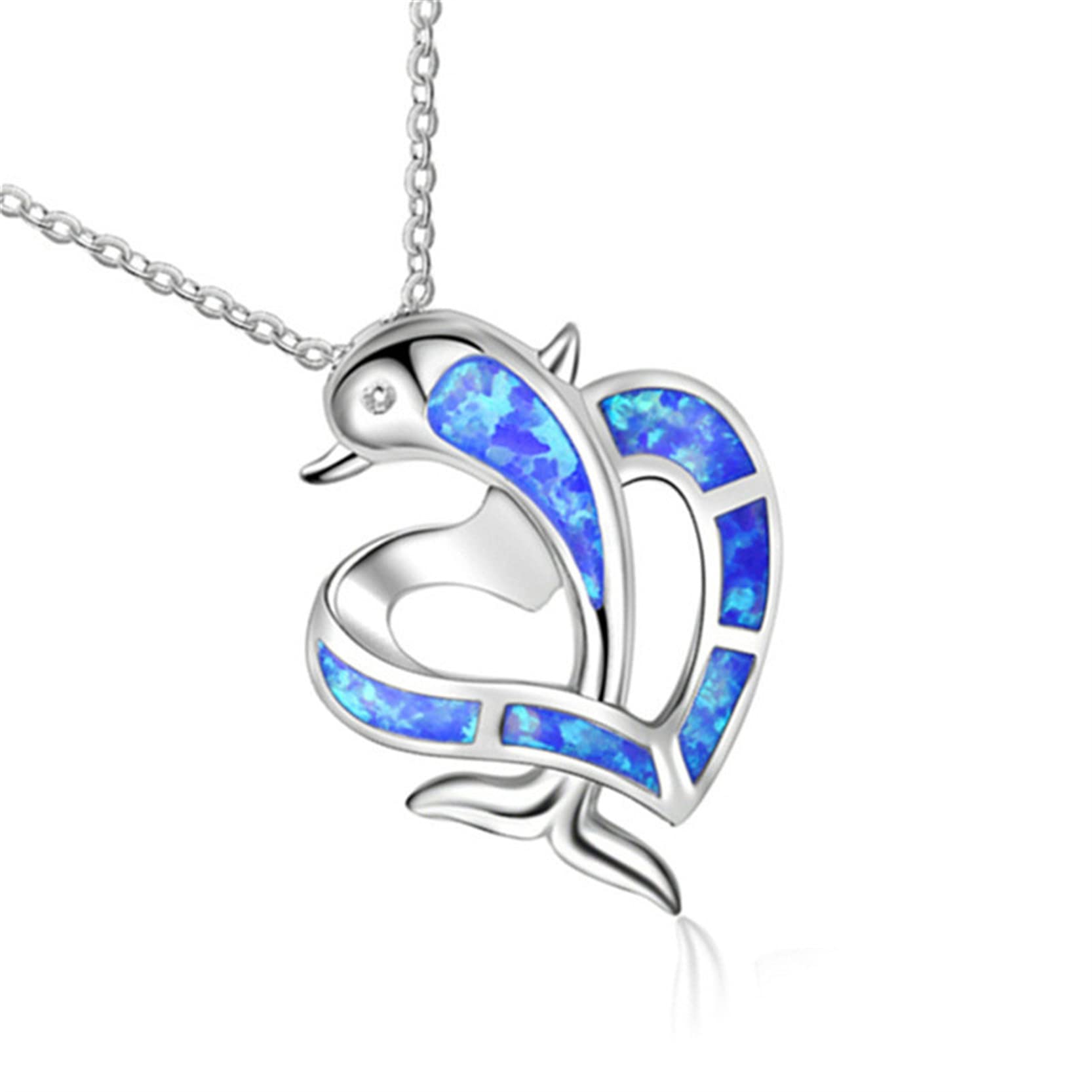 CH01 Women's Dolphin Pendant Necklace - Elegant Silver Chain Jewelry Gift for Christmas, Birthday, Anniversary | Perfect for Beach Parties, Summer Outfits & Romantic Occasions
