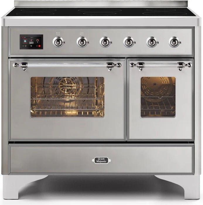 ILVE Majestic II 40-Inch Electric Range with Stainless Steel Finish & Chrome Trim - UMDI10NS3SSC | Professional Kitchen Appliance for Home Chefs & Cooking Enthusiasts