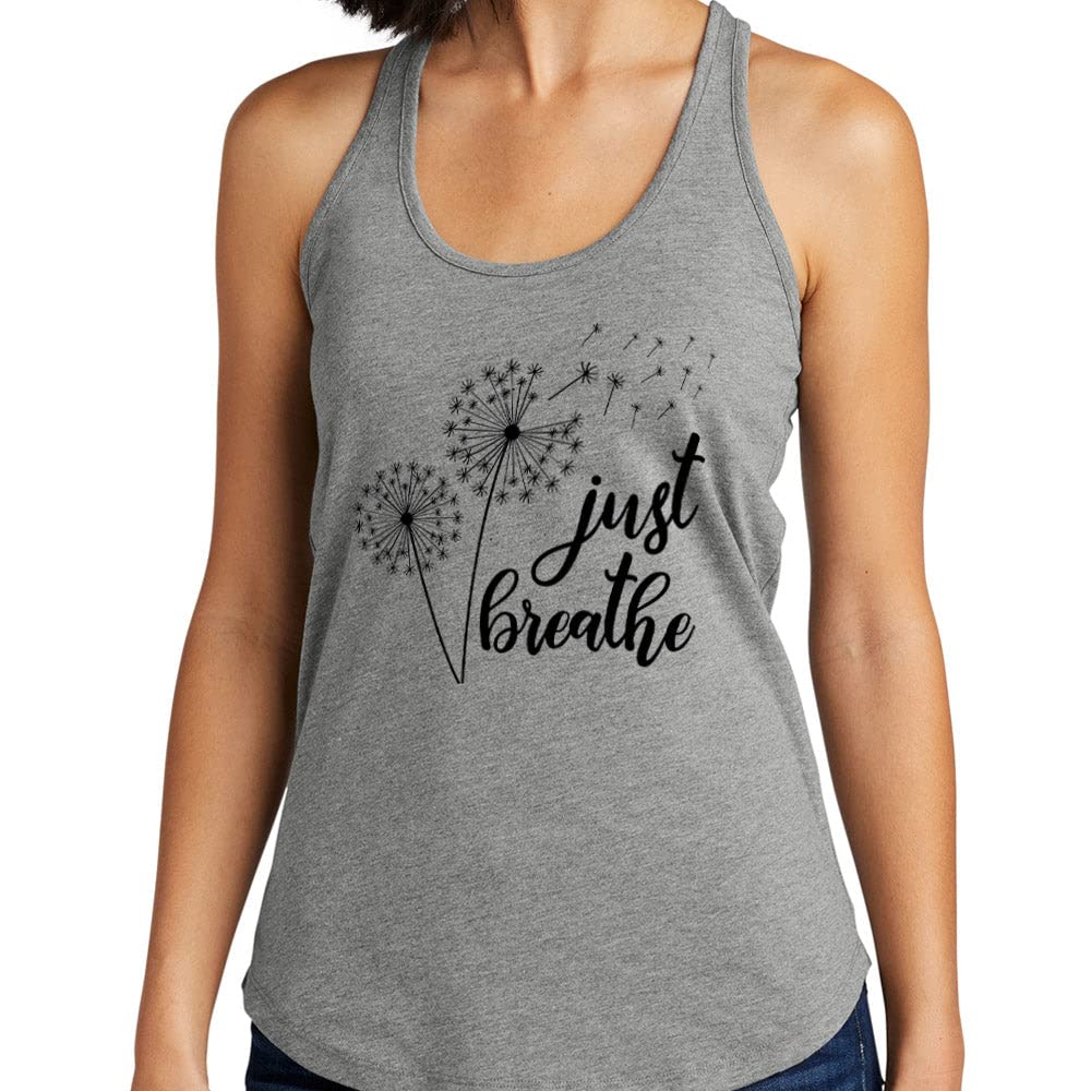 Just Breathe Women's Fitted Racerback Tank Top - Yoga, Gym & Casual Wear