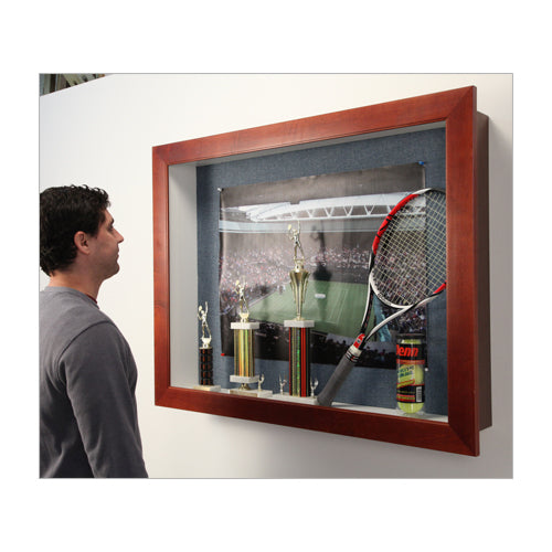 Stylish Wide Wood Framed Cork Board Shadow Box - 3 Inch Deep | Designer Swing Frames - 12 Size Options for Home Office, Dorm Room & Craft Room Organization