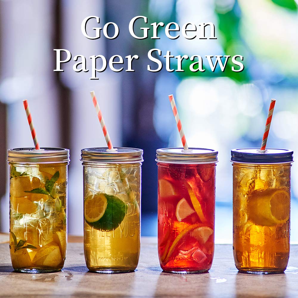 Eco-Friendly Biodegradable Paper Drinking Straws - 5000Pcs (250 Per Pack) Red & White Striped, 7.75 Inch Disposable Straws for Parties, Weddings, Events & Home Use - Natural & Sustainable Party Decoration Supplies