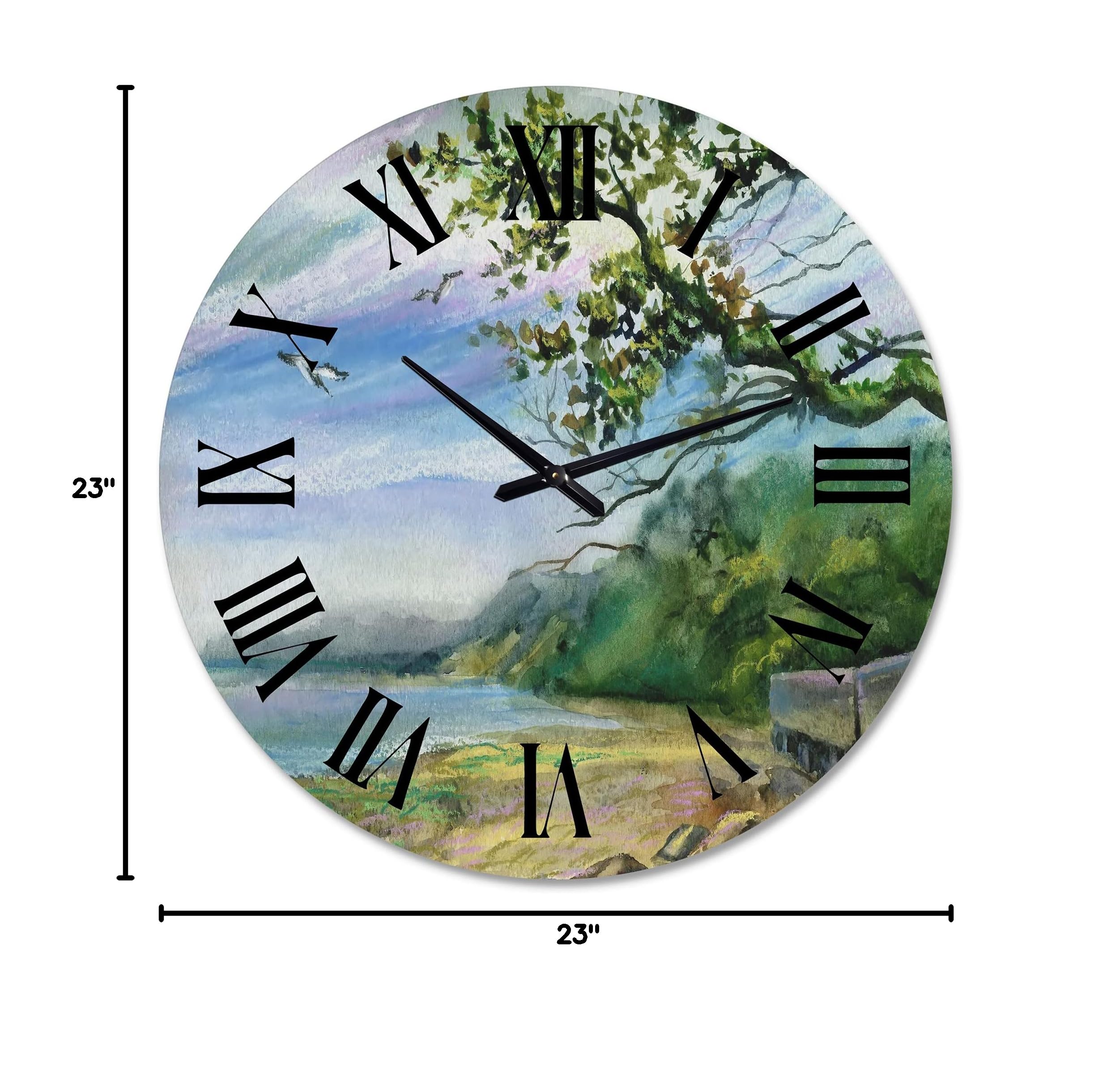 DesignQ Nautical Coastal Wall Clock - Baltic Sea Theme Round Clock for Living Room, Bedroom, Office Decor | Perfect for Beach House, Coastal Style Home & Marine Themed Spaces