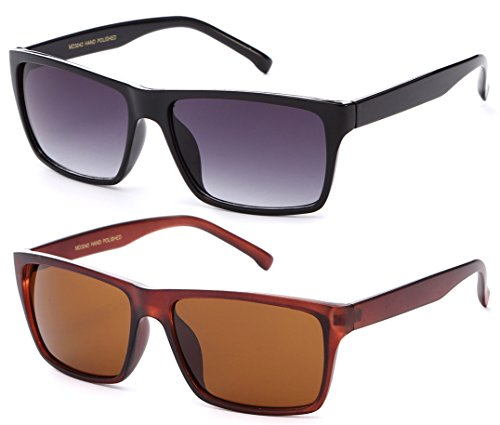 2 Pack Sunglasses Black & Matte Brown