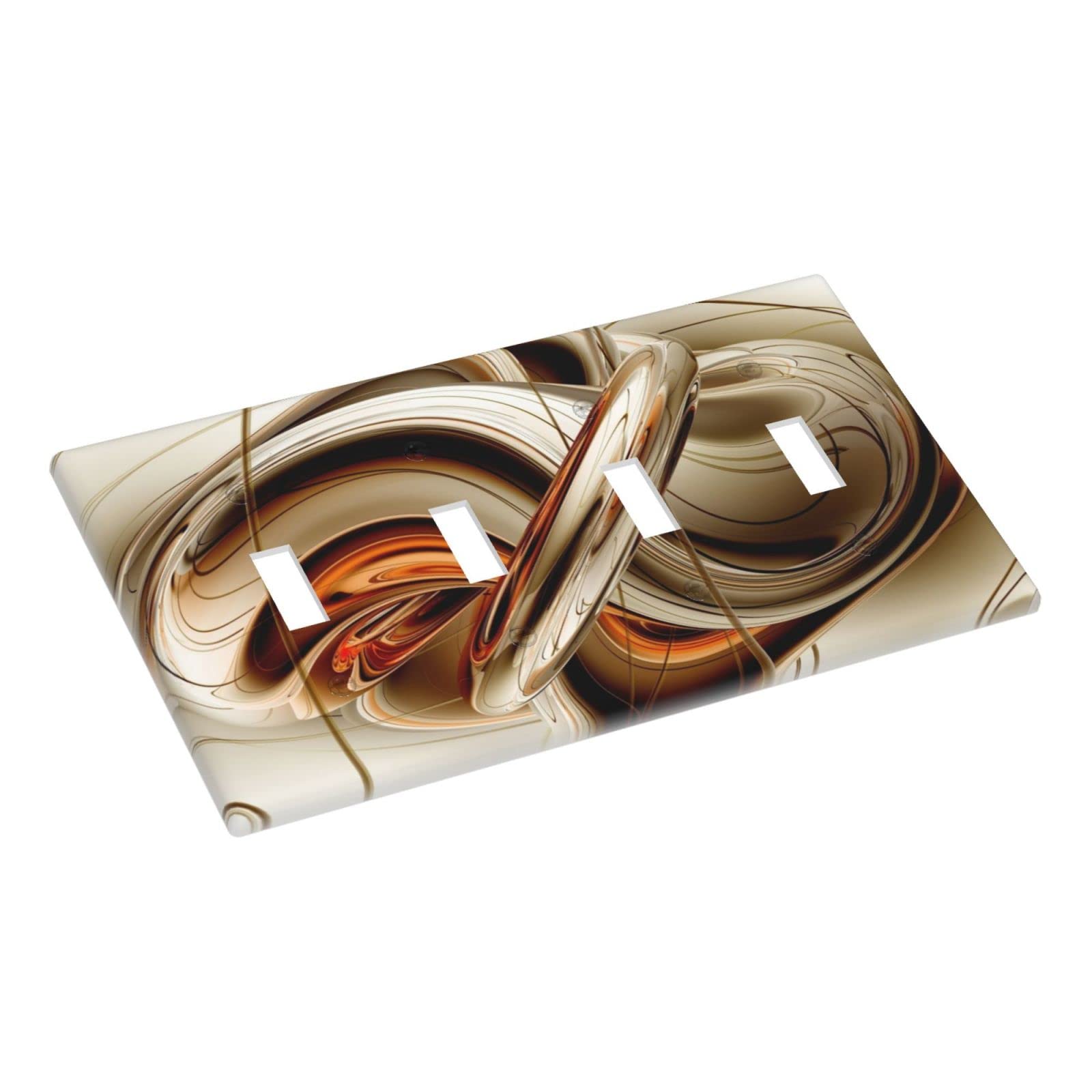 Abstract Orange Light Switch Cover - Decorative 4 Gang Toggle Wall Plate (4.5