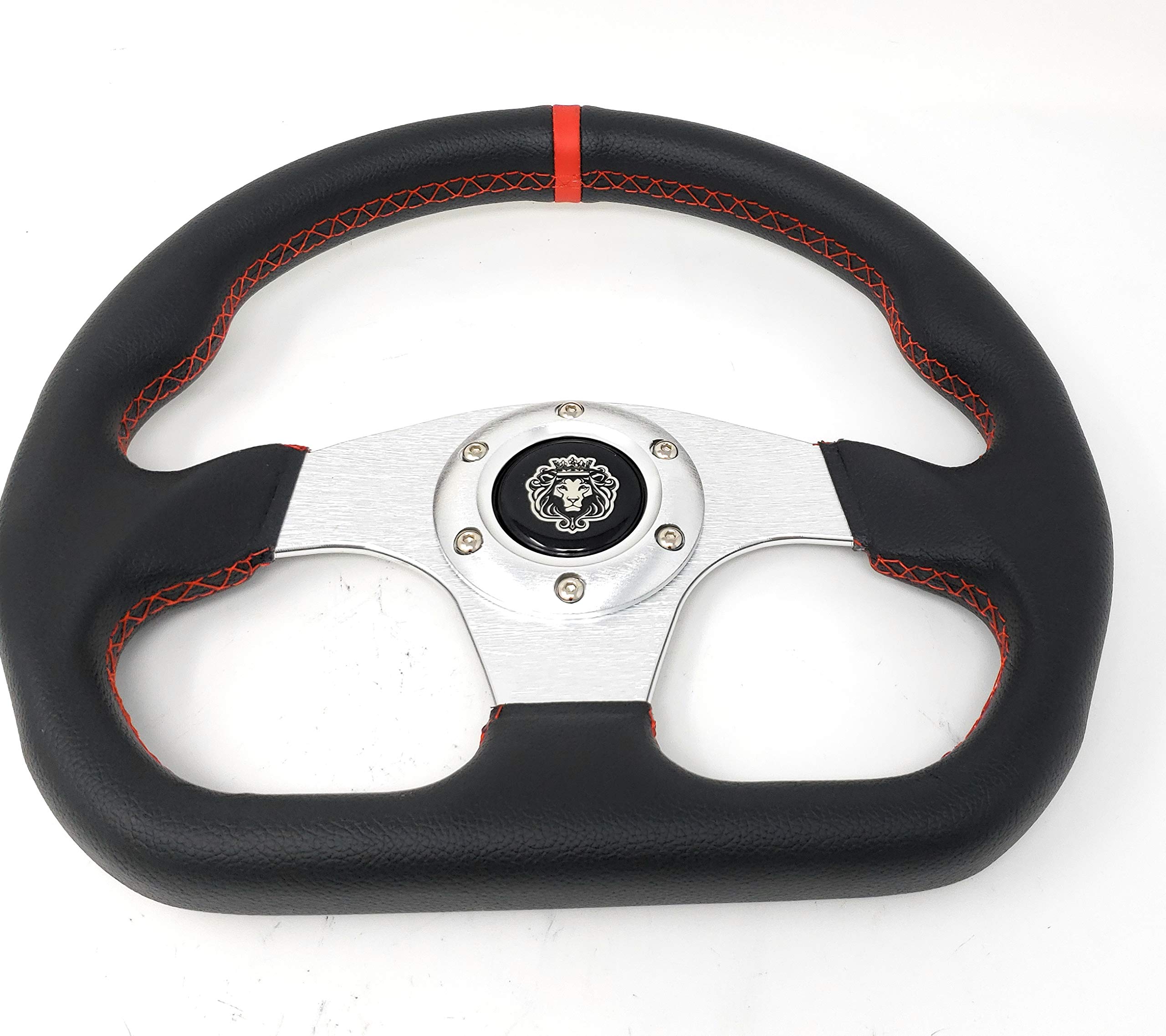 EZ-GO TXT RXV Golf Cart Red Steering Wheel with Chrome Adapter - 3 Spoke Replacement Steering Wheel for Golf Carts - Perfect for Upgrades, Repairs, and Customization