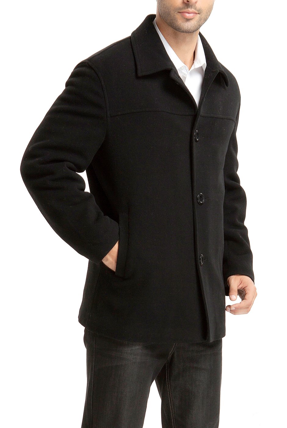 BGSD Men's Matthew Wool Blend Single Breasted Walking Car Coat - Classic Winter Overcoat for Business & Casual Wear (Available in Big & Tall Sizes) - Perfect for Office Commute, Travel & Outdoor Activities