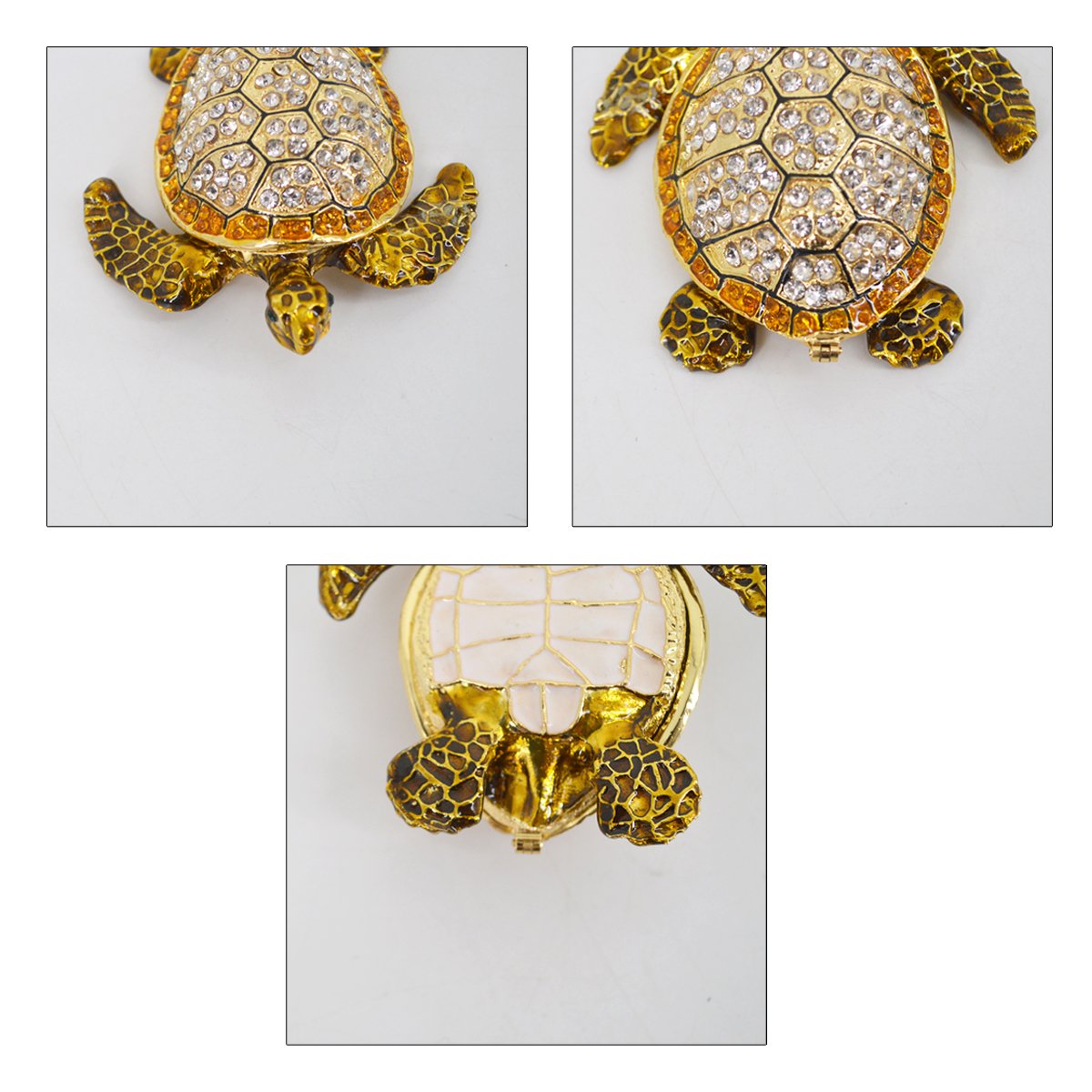 Sea Turtle Crystal Jewelry Box - Pewter Trinket Box with Gift for Home Decor