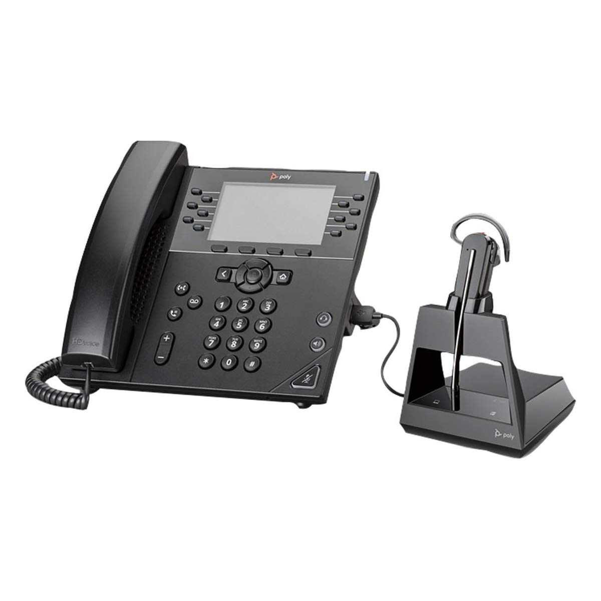 Poly Voyager 4245 Office Bluetooth Headset - 3-in-1 Convertible Design for PC, Mac, Mobile & Desk Phone - Noise Cancelling Mic for Teams, Zoom Calls - Perfect for Remote Work & Business Meetings (Black)