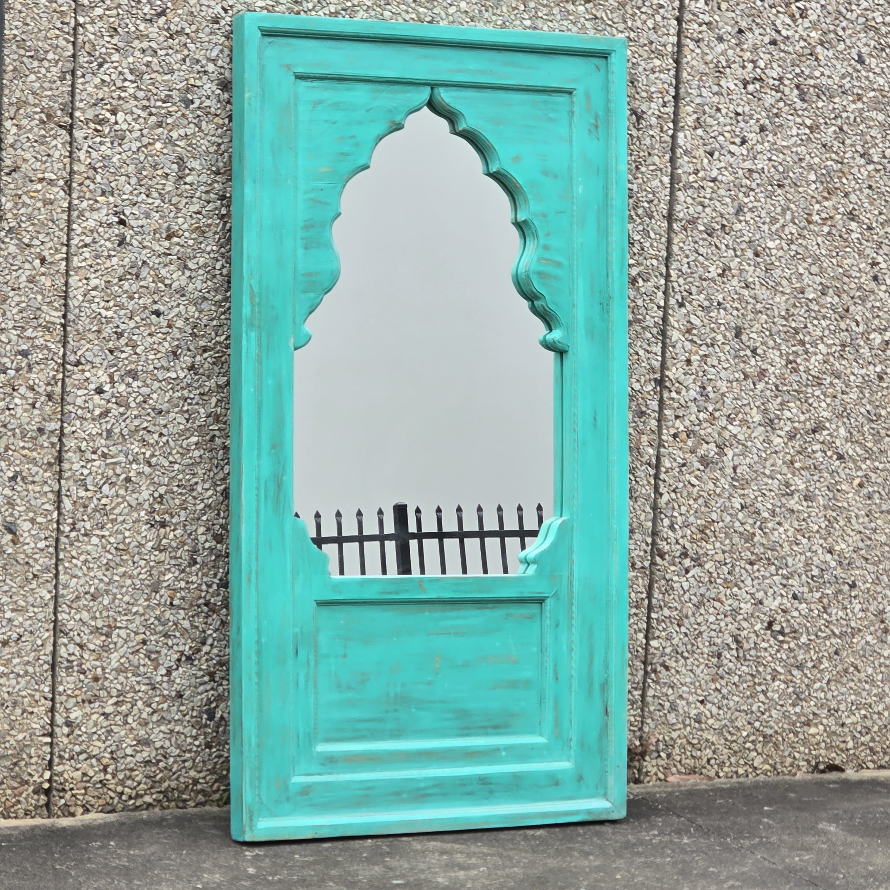 Handcrafted Indian Wooden Wall Mirror Frame - 80x5x150cm Carved Wood Wall Decor for Living Room, Bedroom & Entryway - Traditional Ethnic Home Decor & Feng Shui Mirror