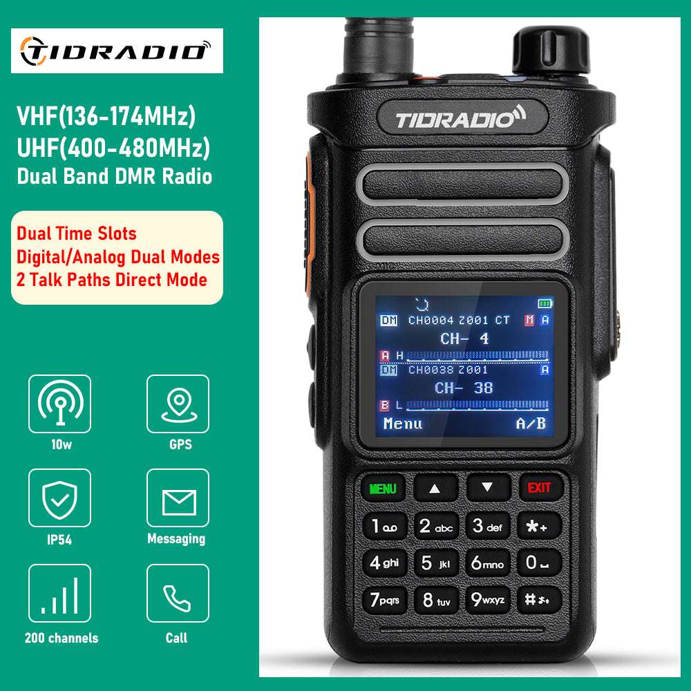 TD DP738 10W DMR Digital/Analog Two-Way Radio with GPS - Long Range Handheld Walkie Talkie for Outdoor Adventures, Construction Sites & Emergency Communication
