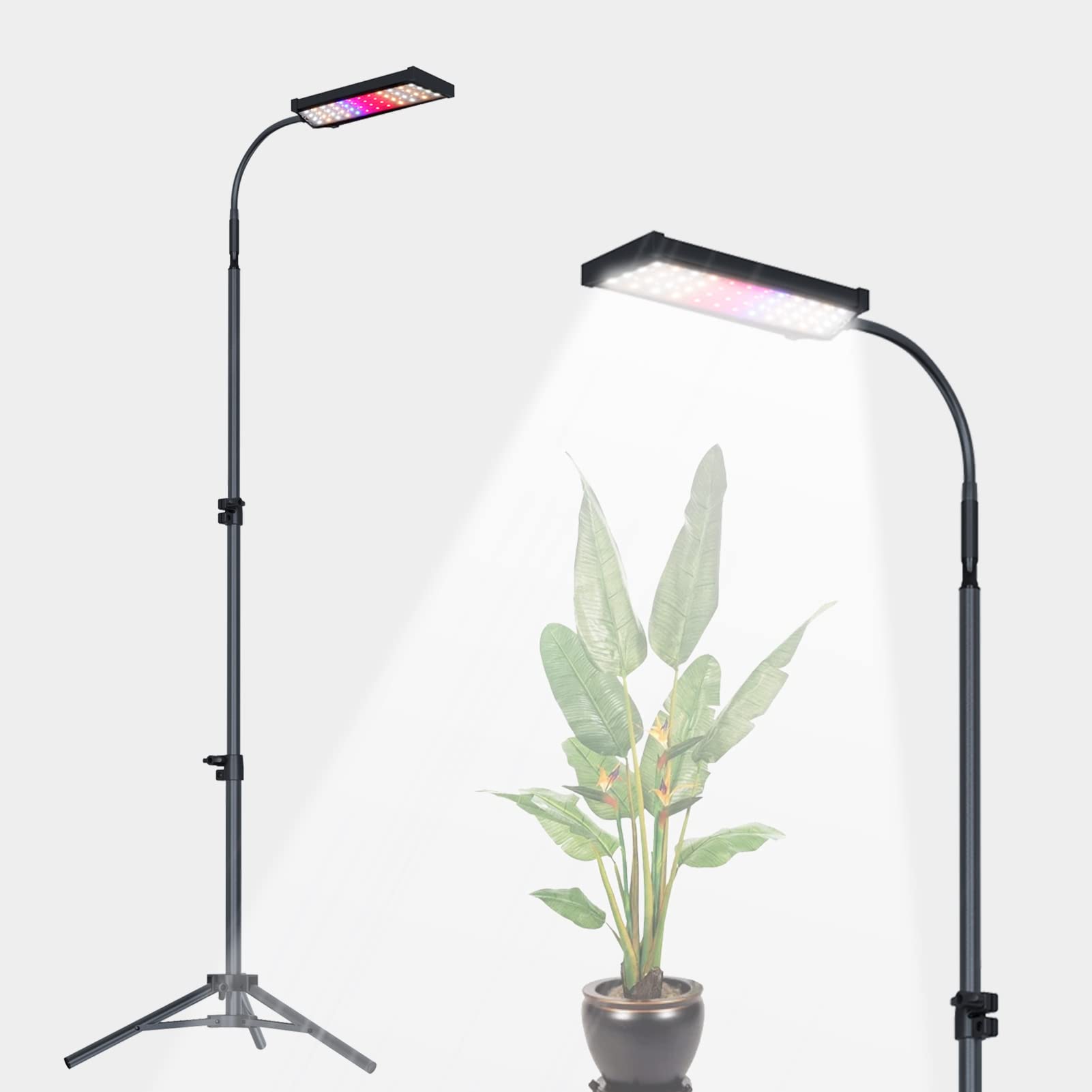 **LeadGoods 80W Full Spectrum LED Grow Light with Stand - 1-Head Indoor Plant Light with 4/8/12H Timer & 10-Level Dimmable, Adjustable Gooseneck Tripod - Perfect for Hydroponics, Seedlings, and Indoor Gardening**