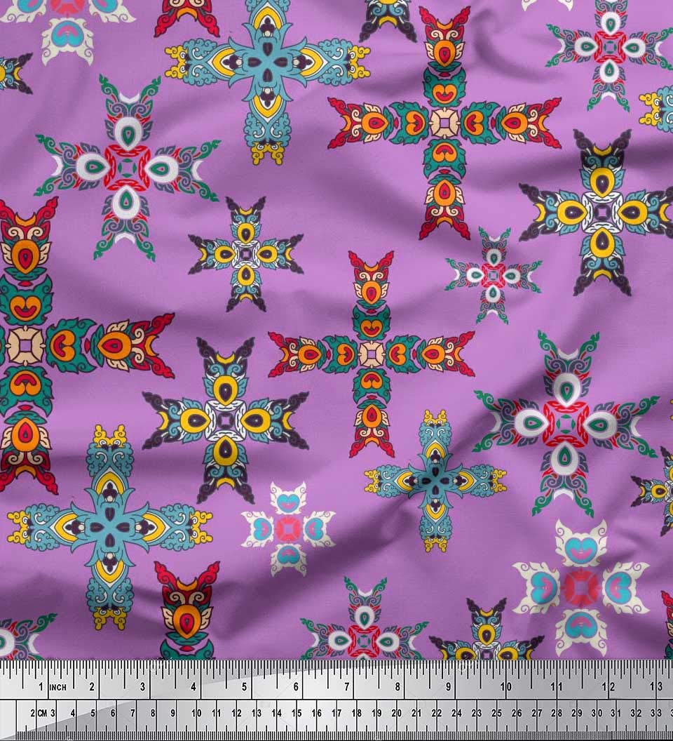 Soimoi Moss Georgette Brown Fabric by The Yard - 42 Inch Wide Moroccan Printed Fabric with Exotic Designs for Dresses, Curtains & Home Decor