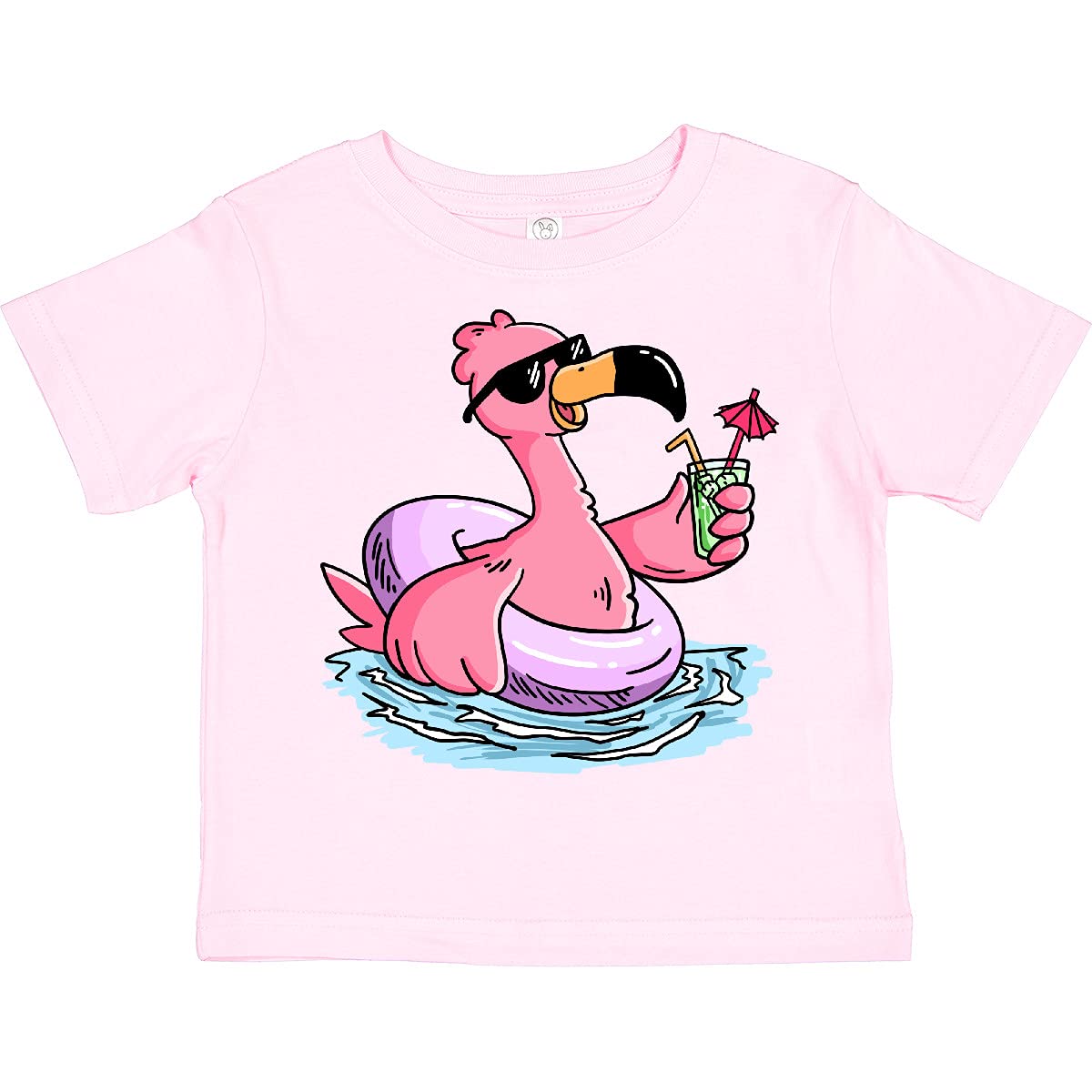 Flamingo with Sunglasses Toddler T-Shirt - Cute Summer Pool Party Outfit for Kids - Perfect for Beach Vacations, Birthday Parties & Family Gatherings
