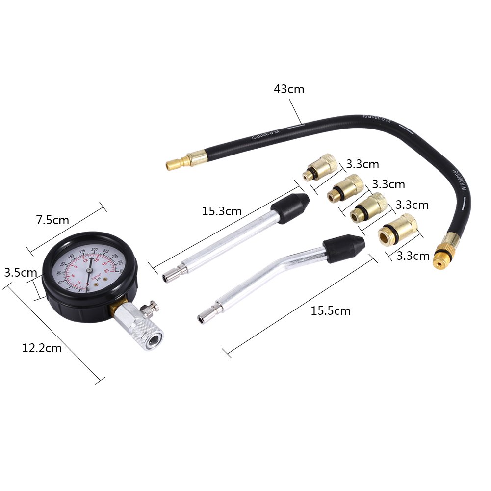 Professional Gas Engine Compression Tester Kit - Accurate Pressure Gauge for Car, Motorcycle & Small Engines - Durable Garage Diagnostic Tool with Protective Case - Perfect for Mechanics, DIY Auto Repair & Engine Maintenance
