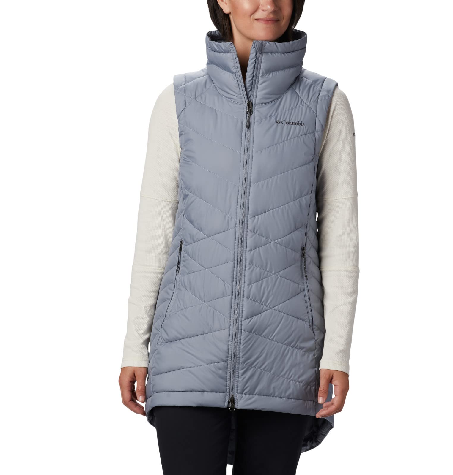 Columbia Women's Heavenly Long Vest - Lightweight Water-Resistant Down Puffer Vest for Outdoor Hiking, Running & Winter Layering