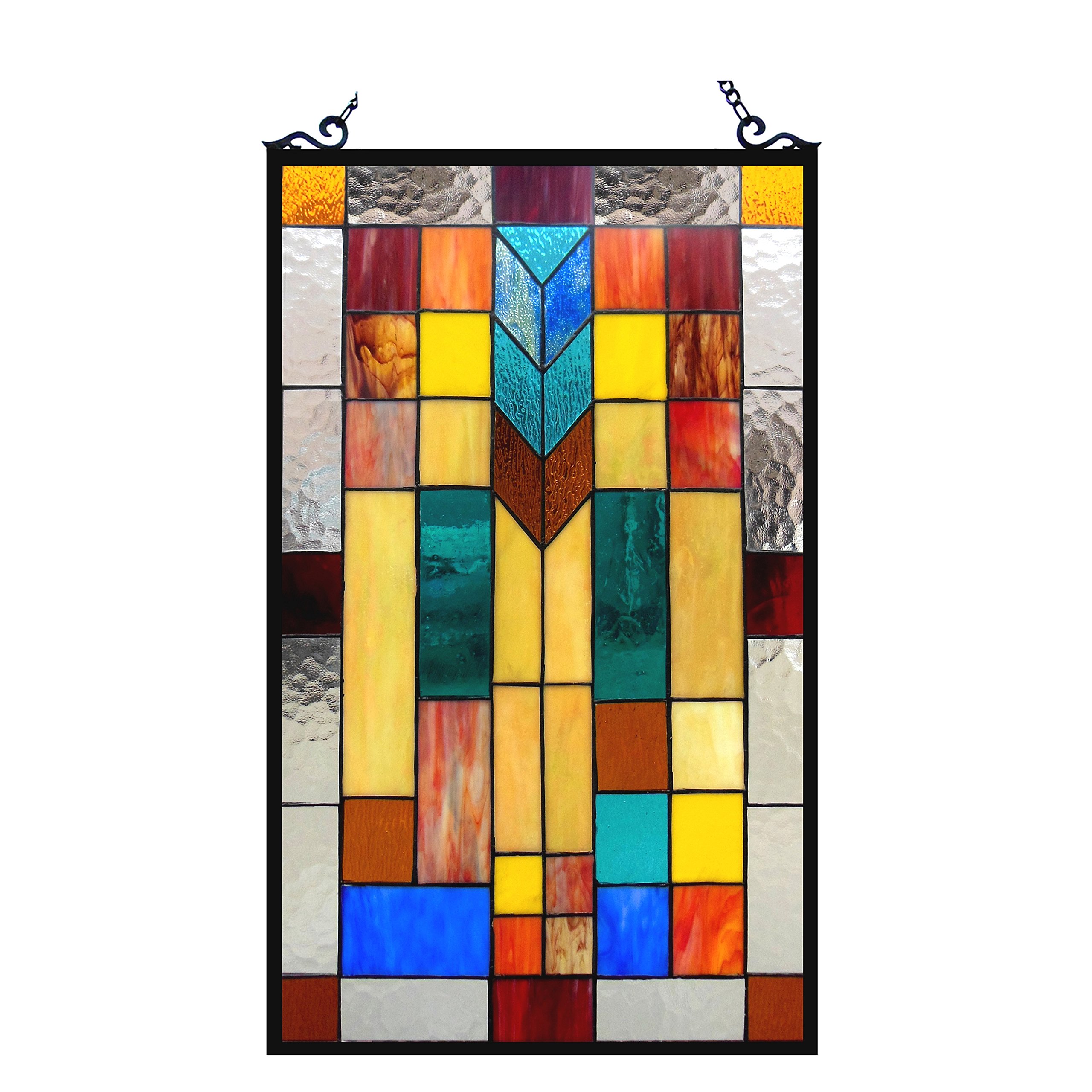 Tiffany-Style Stained Glass Mosaic Window Panel - 16x26 Inches - Handcrafted Art Glass Decor for Home, Church & Office