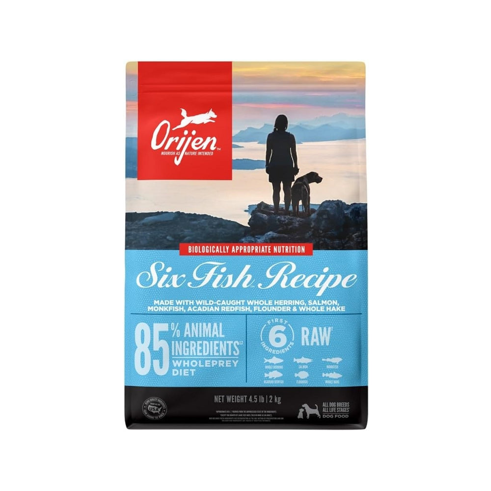 Premium 6 Fish Formula Adult Dog Dry Food - High Protein, Grain-Free, Omega Rich - USA Made - Ideal for Active Dogs & Sensitive Stomachs