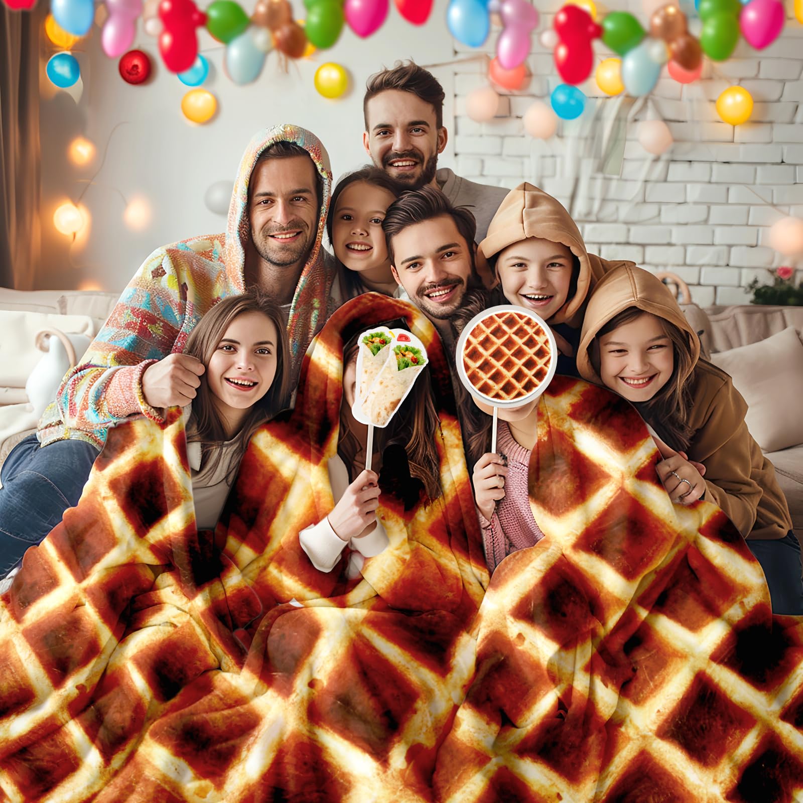 Lhedon Waffle Blanket for Adults - 71 Inch Cozy Flannel Throw Blanket, Funny Food-Themed Gift for Women & Men, Perfect for Bed, Couch, Office & Travel | Birthday Gift Idea for Her & Him