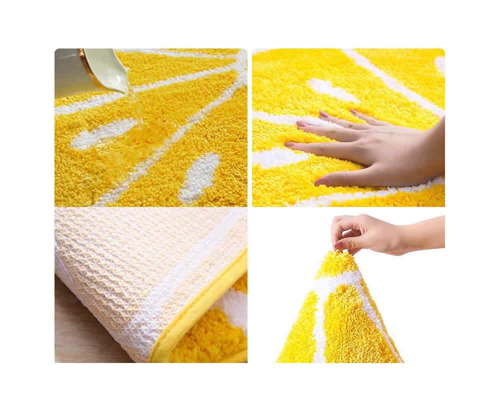 **Soft Plush Yellow Lemon Half Round Bath Mat - Non-Slip Bathroom Rug for Kids Room, Pet Friendly Indoor Carpet, Home Decor (20x31 Inches) - Perfect for Bathroom, Nursery, and Playroom Flooring**