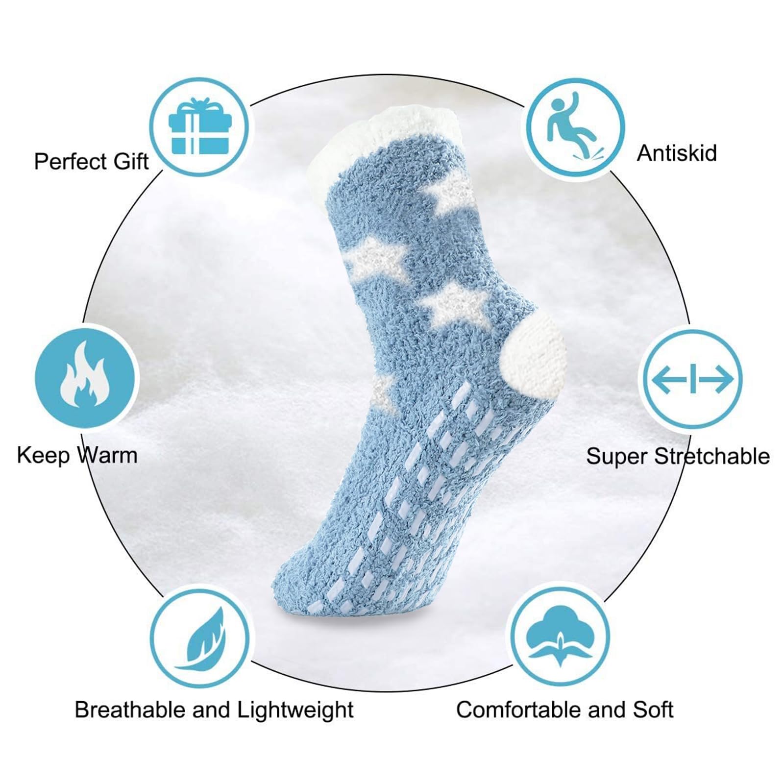 Jsdoin 6 Pairs Women's Fluffy Warm Fuzzy Socks - Soft Winter Bed Socks & Cozy Slipper Socks for Women and Girls - Perfect Christmas Gifts for Her - Ideal for Lounging, Sleeping, and Cold Weather Comfort