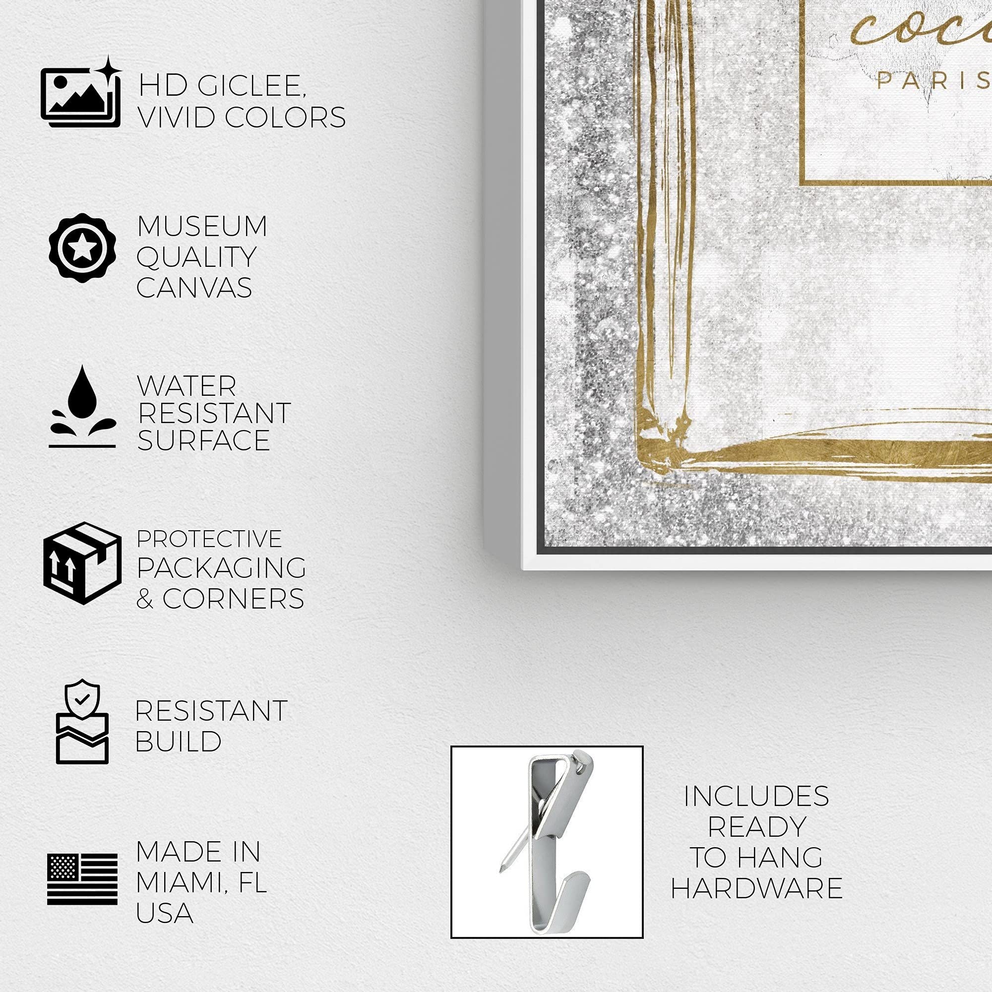 Oliver Gal Gold Infinite Perfume Framed Canvas Wall Art - Elegant Fashion & Glam Decor for Living Room, Bedroom, Office & Luxury Home Decor