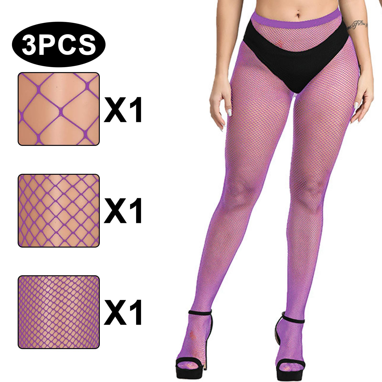 Sparkly Fishnet Stockings for Women - Rhinestone Fishnet Tights, Plus Size Fishnet Tights, All-Size Fishnet Stockings | Perfect for Parties, Cosplay, and Night Out Outfits