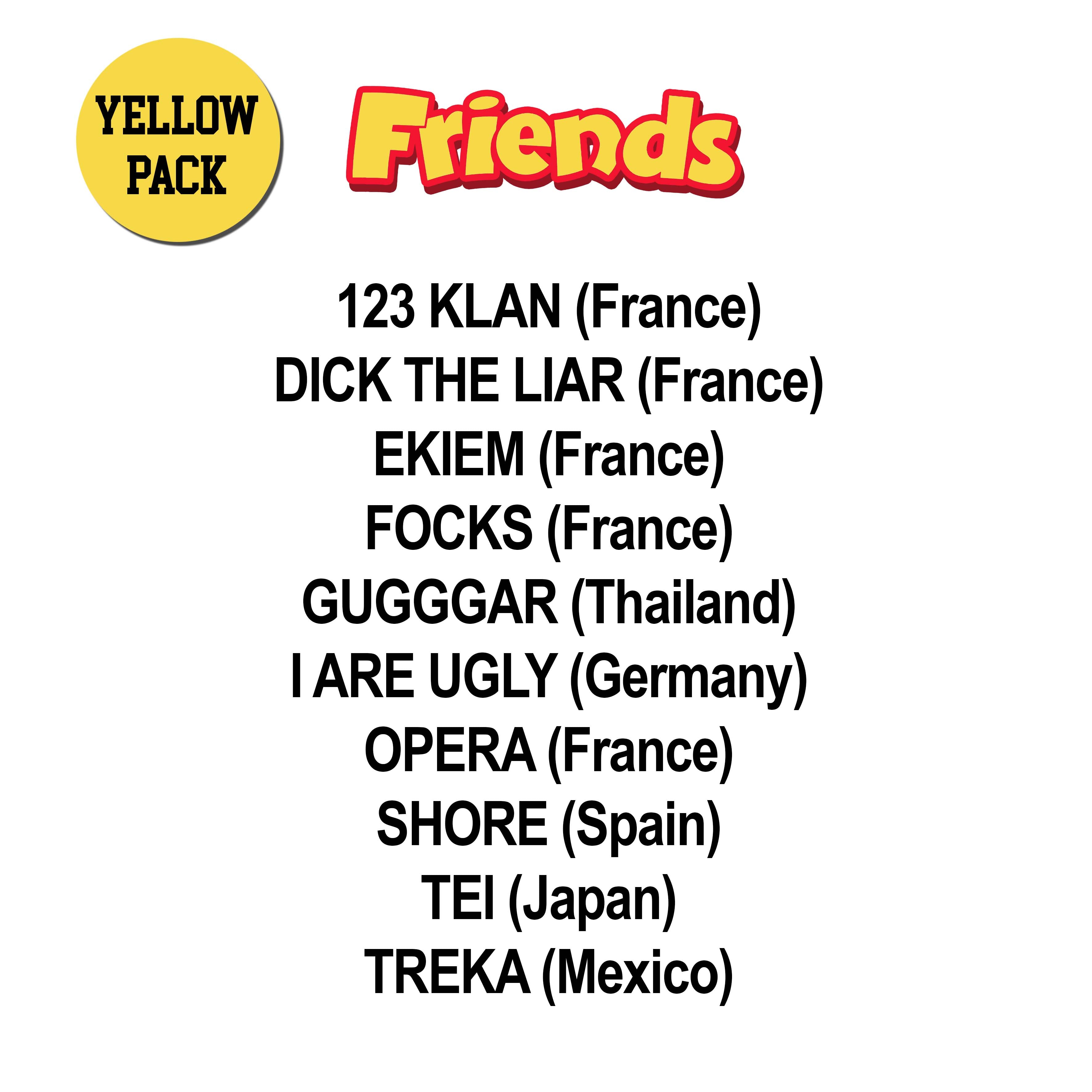 Hentitan and Friends Yellow Sticker Pack - 50pcs Waterproof Vinyl Decals for Laptops, Water Bottles & DIY Crafts - Fun Kawaii Stickers for Kids Room Decor, Scrapbooking & Journaling