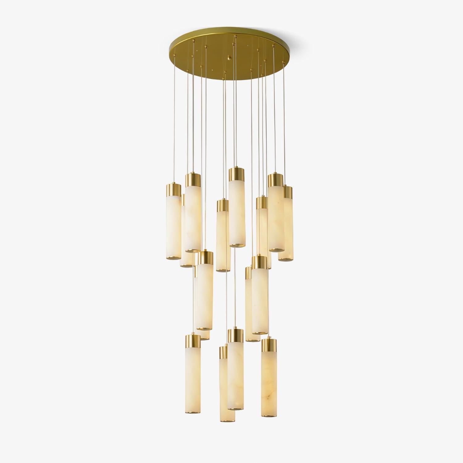 Celestial Alabaster Cascade Chandelier - Modern Crystal Ceiling Light Fixture for Dining Room, Bedroom & Living Room Decor - Elegant Lighting for Weddings & Home Interiors