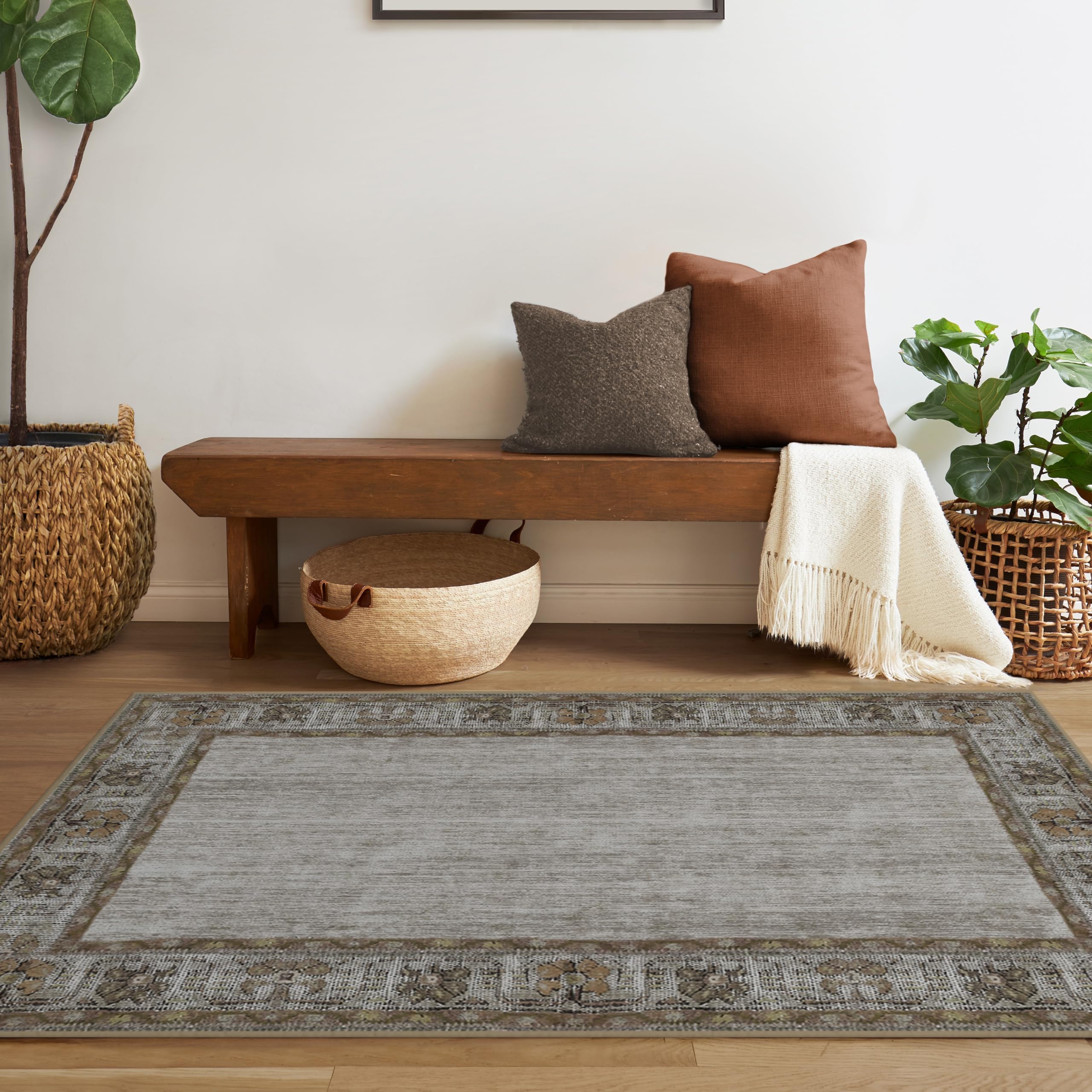 Ruggable Washable 3x5 Area Rug - Zinnia Hazel Pattern | Non-Slip Premium Rug for Living Room, Bedroom, Kitchen, Office & Classroom | Machine Washable with Gripper Pad | Perfect for High-Traffic Areas & Pet-Friendly Homes