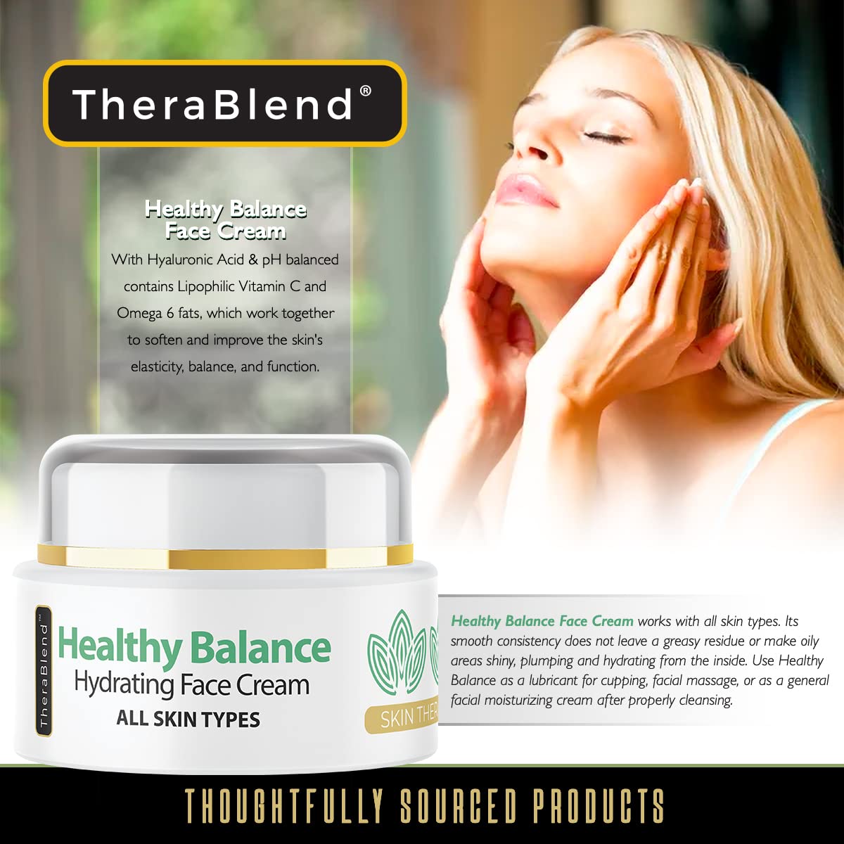 TheraBlend Healthy Balance Hydrating Face Cream 4 oz - Moisturizing & Nourishing Daily Skincare for Dry & Sensitive Skin - Perfect for Morning & Night Routine
