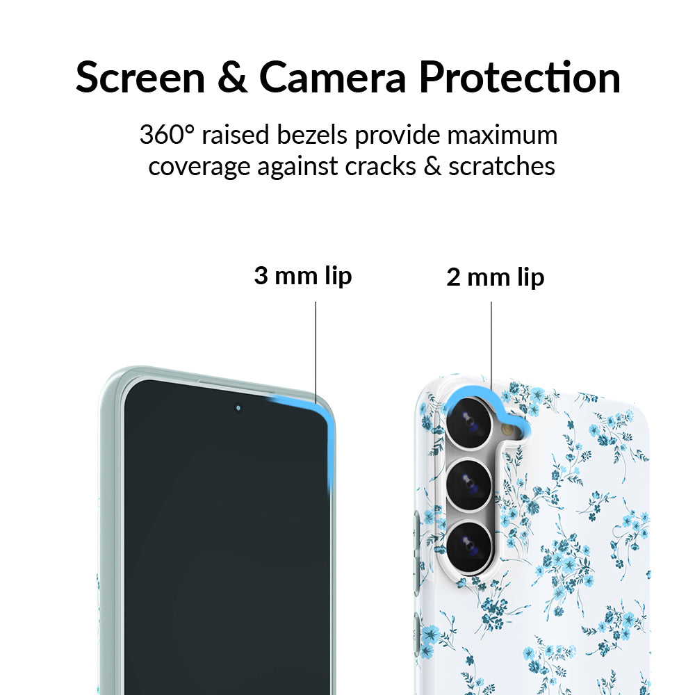French Blue Floral Samsung Phone Case - Elegant Protective Cover for Galaxy S21/S20/Note 20 - Perfect for Daily Use, Travel & Gift Giving