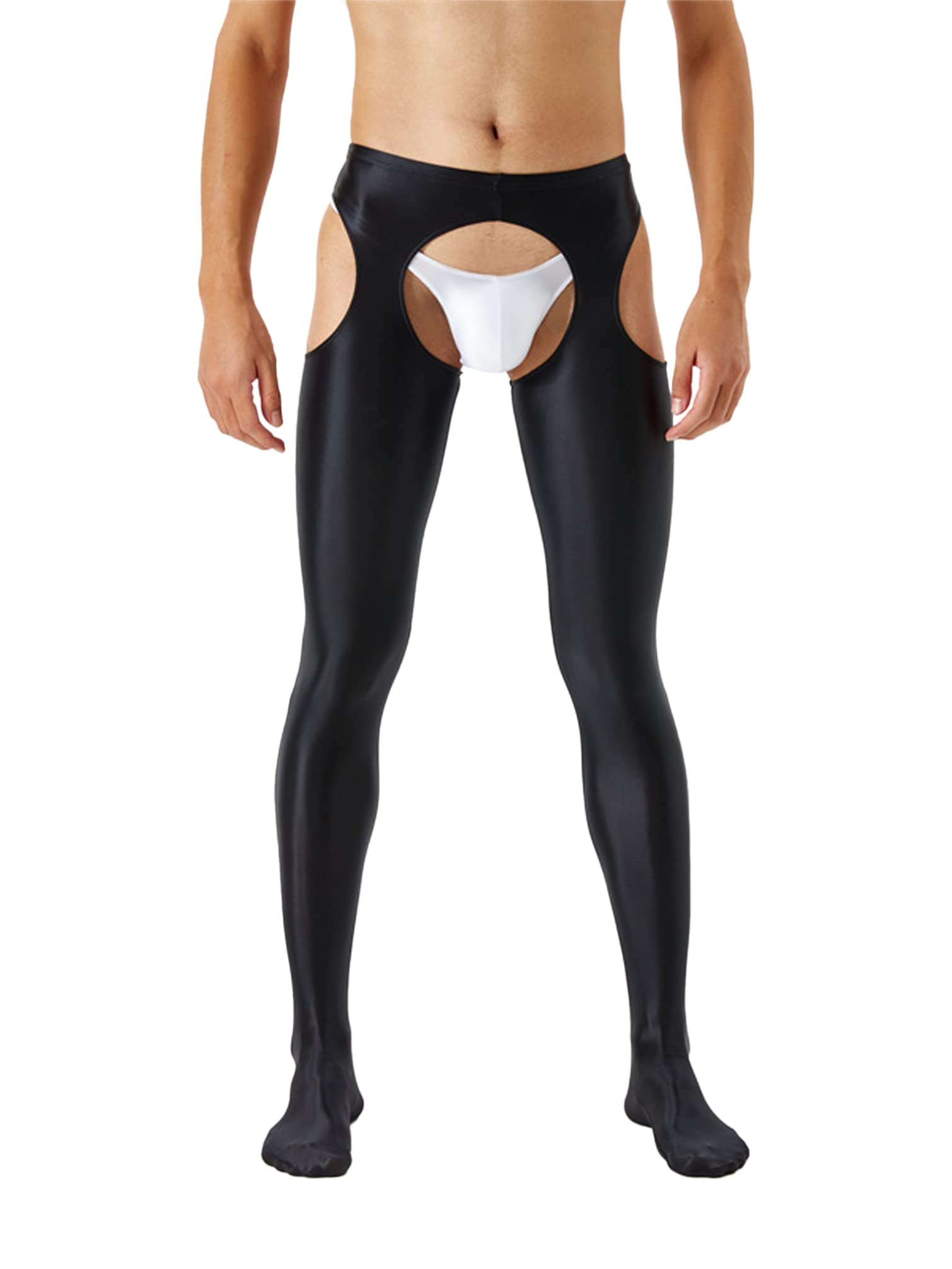 Men's Shiny Mesh Hollow Out Pantyhose - Transparent Nylon Tights for Sexy Underwear & Lingerie - Perfect for Cosplay, Role Play & Sensual Nights
