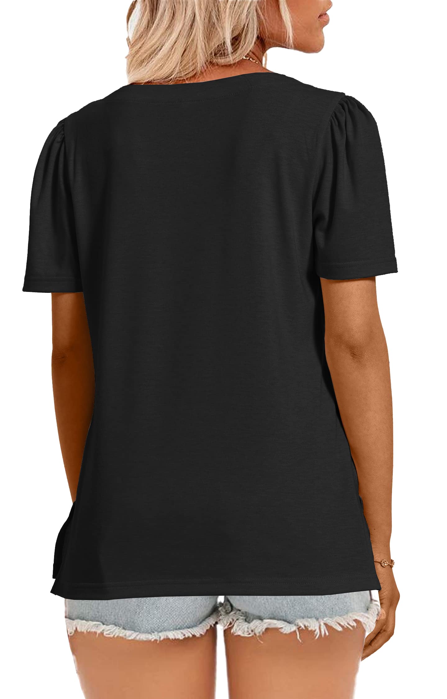 JomeDesign Women's Summer Tops - Short Sleeve Crew Neck T-Shirts with Puff Sleeves | Casual Blouse for Women | Perfect for Beach, Vacation & Everyday Wear