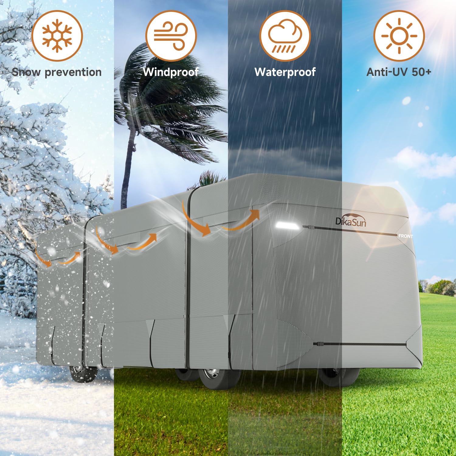 37' to 40' Heavy Duty Class A RV Cover - 7-Layer Waterproof Travel Trailer & Motorhome Cover with Toy Hauler Protection | UV Resistant, Rip Proof Winter Cover for Outdoor Storage & Travel Protection