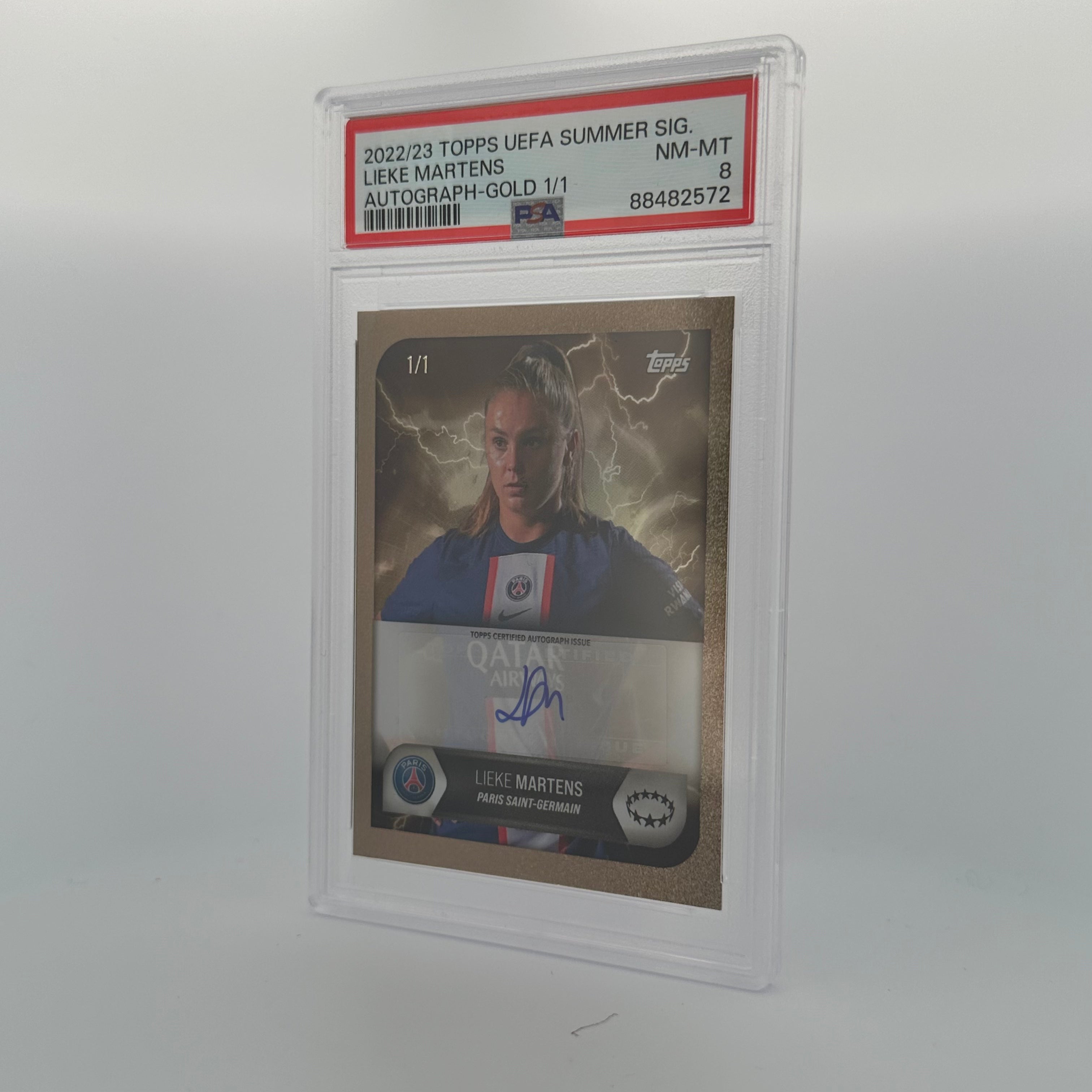2022/23 Topps UEFA Summer Auto Gold Lieke Martens PSA 8 Graded Soccer Trading Card - Perfect for Collectors, Fans & Sports Memorabilia Enthusiasts