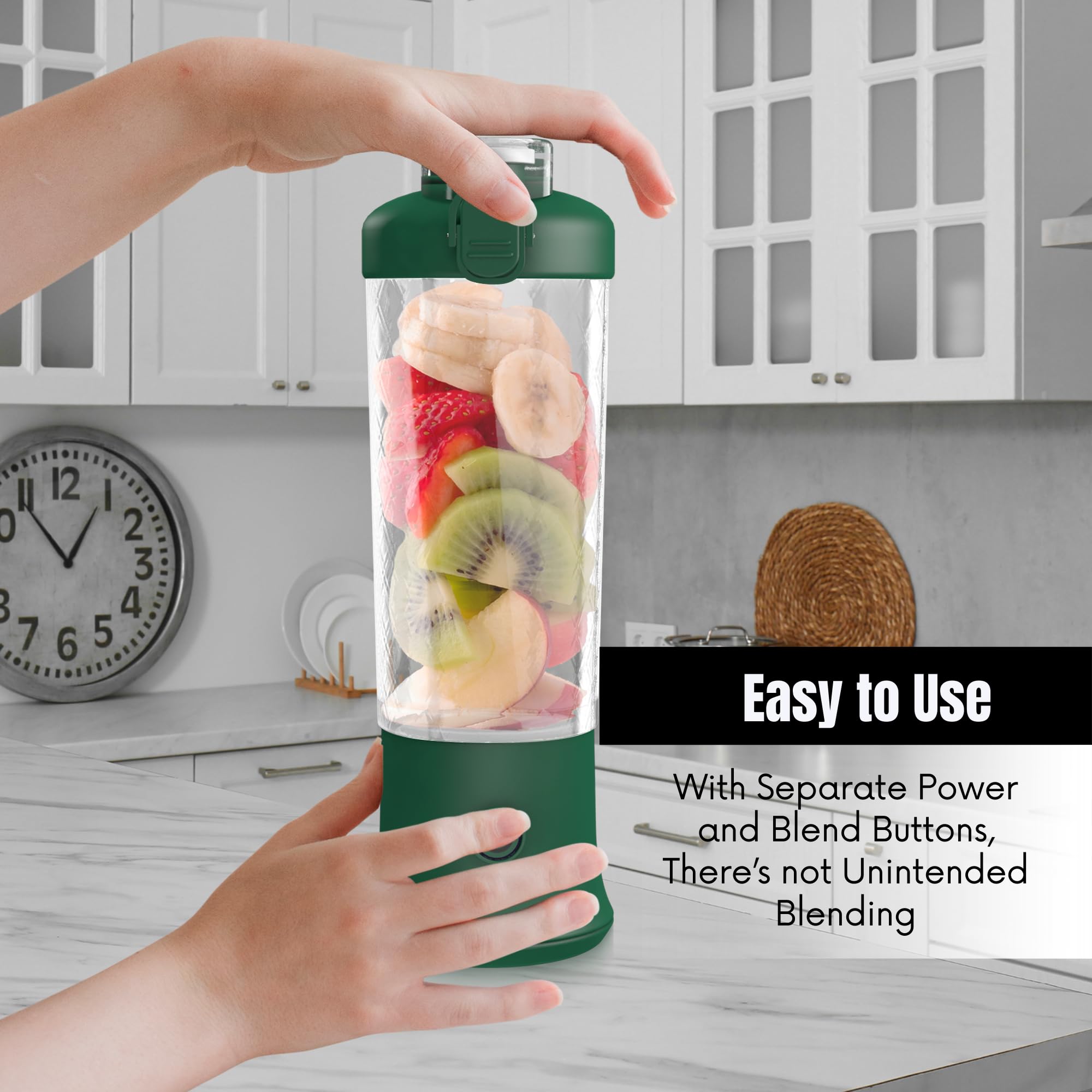 SSKAWorldwide Portable Blender - 21oz Rechargeable Personal Blender with 6 Blades for Smoothies, Shakes & Juices | Perfect for Home, Office, Gym, Sports & Travel | Compact & Lightweight (Green)