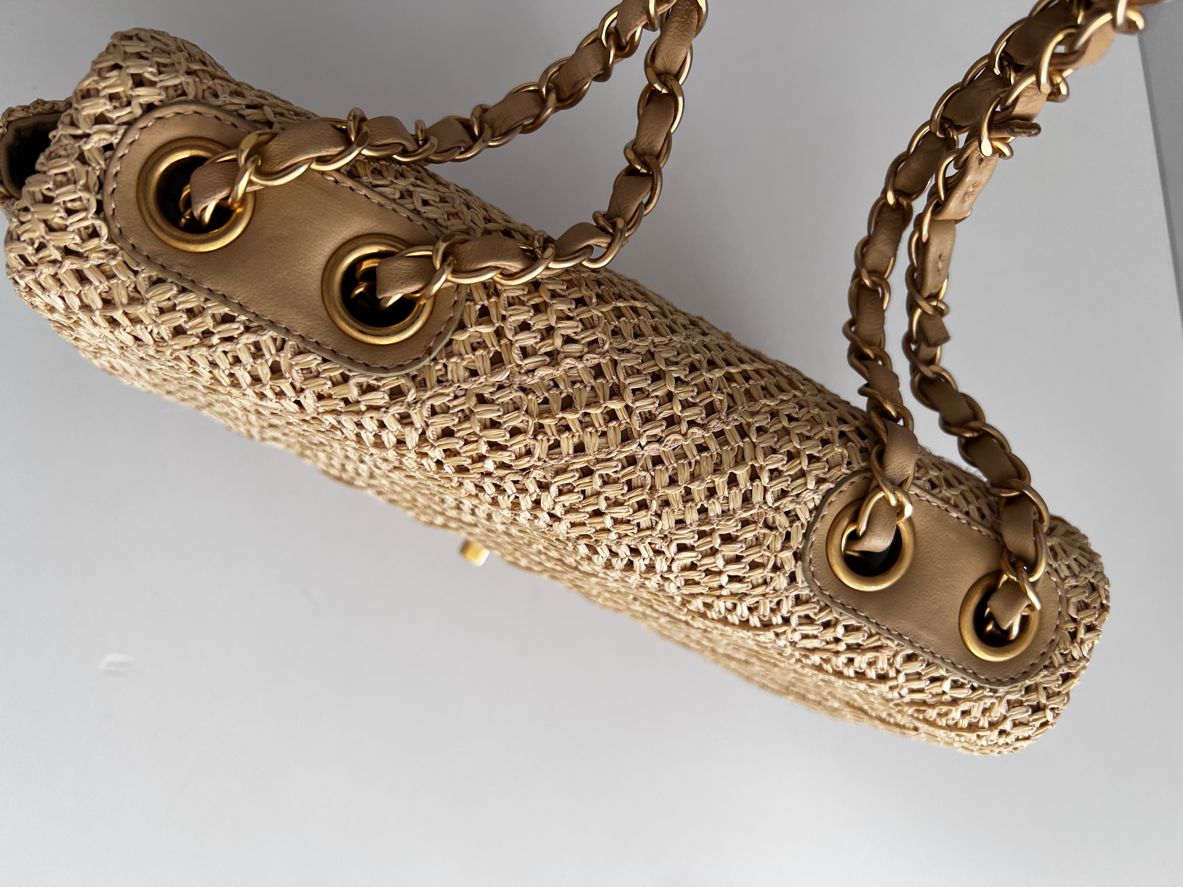 Chanel Paris Athens Crochet Raffia Medium Single Flap Bag - Luxury Designer Handbag for Women, Summer Beach Tote, Perfect for Vacation & Outdoor Events
