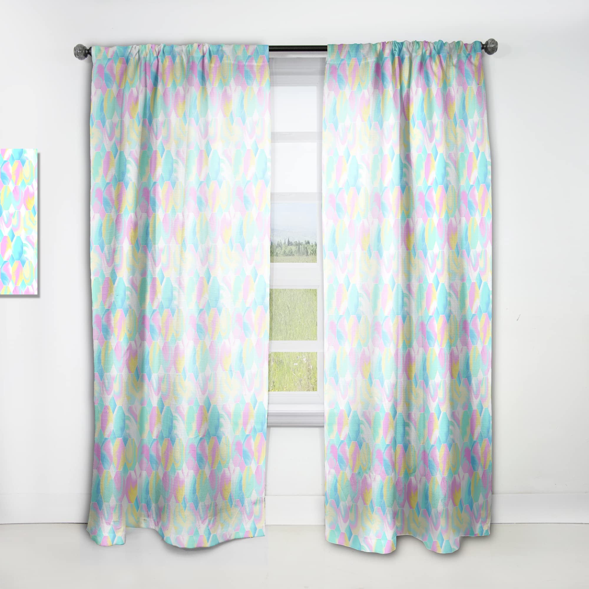 Holographic Pattern Thermal Insulated Curtains for Bedroom & Living Room - Single Panel 52x108 - Elegant Window Drapes for Home Decor & Light Control