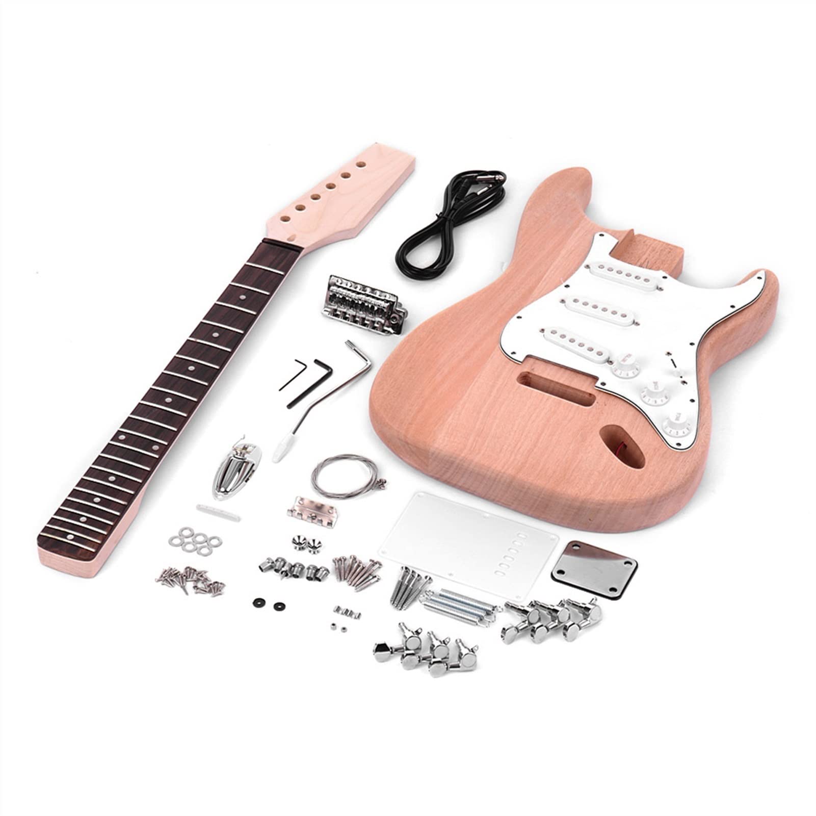 **TSTS Unfinished DIY Electric Guitar Kit - Mahogany Wood Replacement Parts for ST Style Guitars | DIY Guitar Building & Repair Accessories | Perfect for Beginners, Hobbyists & Custom Builders**