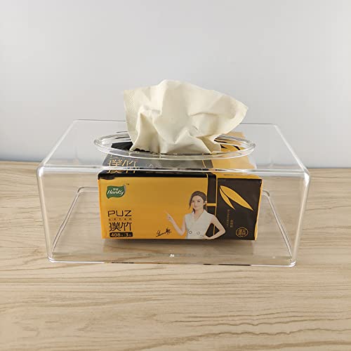 Clear Acrylic Facial Tissue Box Cover Holder - Rectangle Bathroom Vanity Organizer for Countertops, Tables & Home Decor | Perfect for Bathroom, Bedroom, Office & Living Room Organization