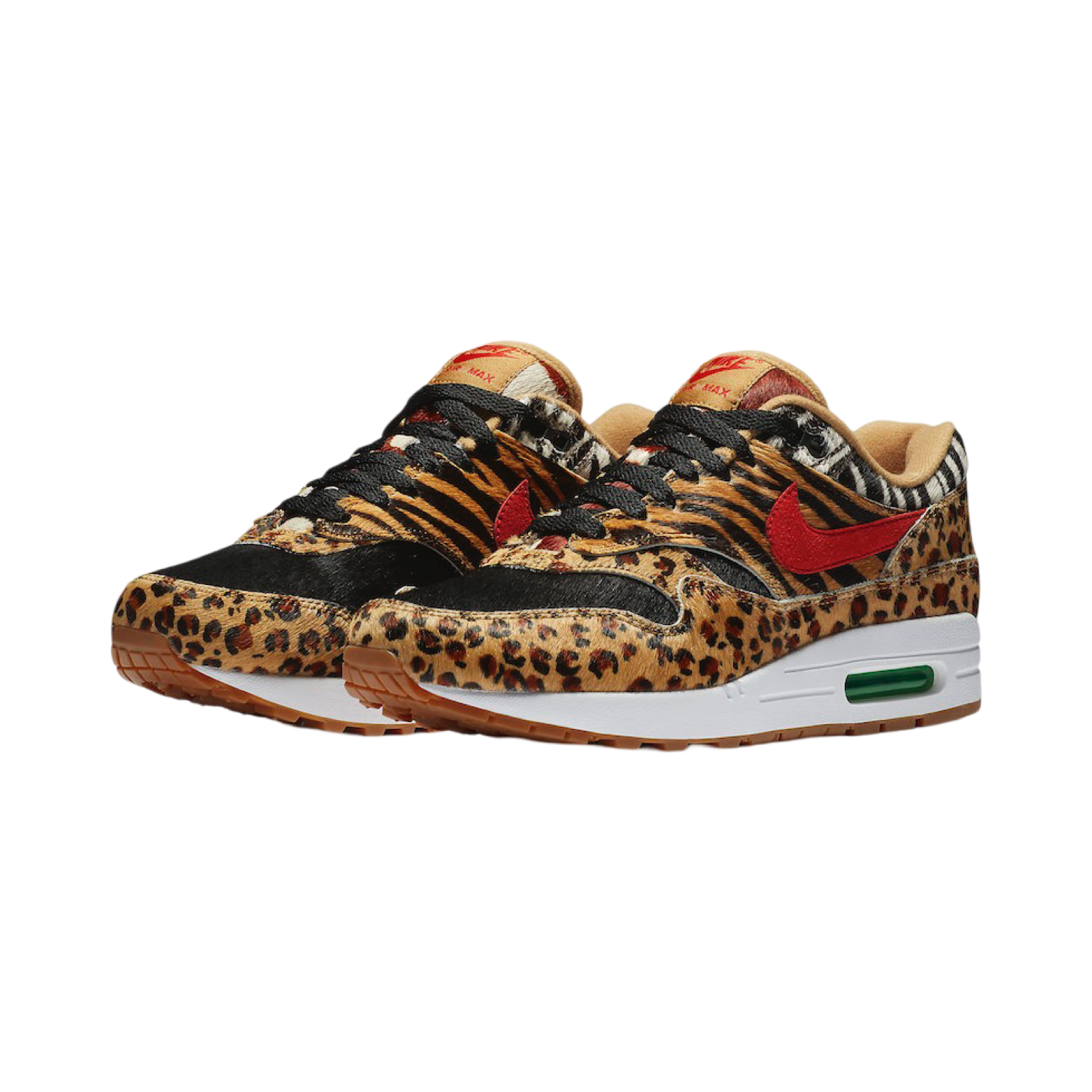 Nike Air Max 1 'Atmos Animal Pack 2.0' Wheat Sport Red Bison Sneakers - Men's Running Shoes for Casual Wear & Street Style Fashion