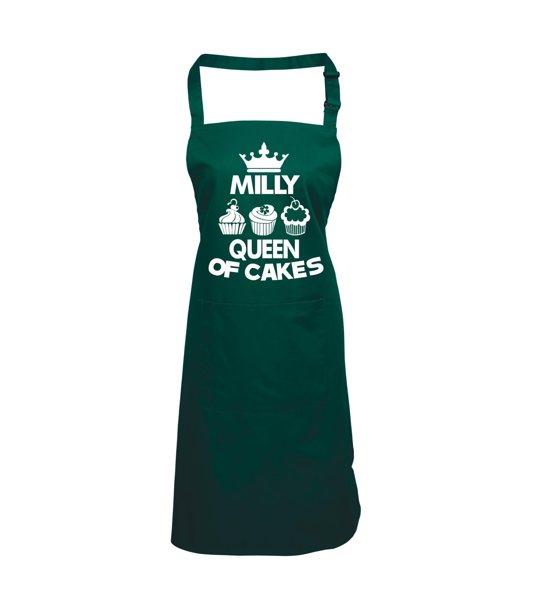 Personalized Queen of Cakes Apron - Adjustable Cooking Baking Apron for Women, Green - Perfect for Home Baking, Cake Decorating & Kitchen Gifts