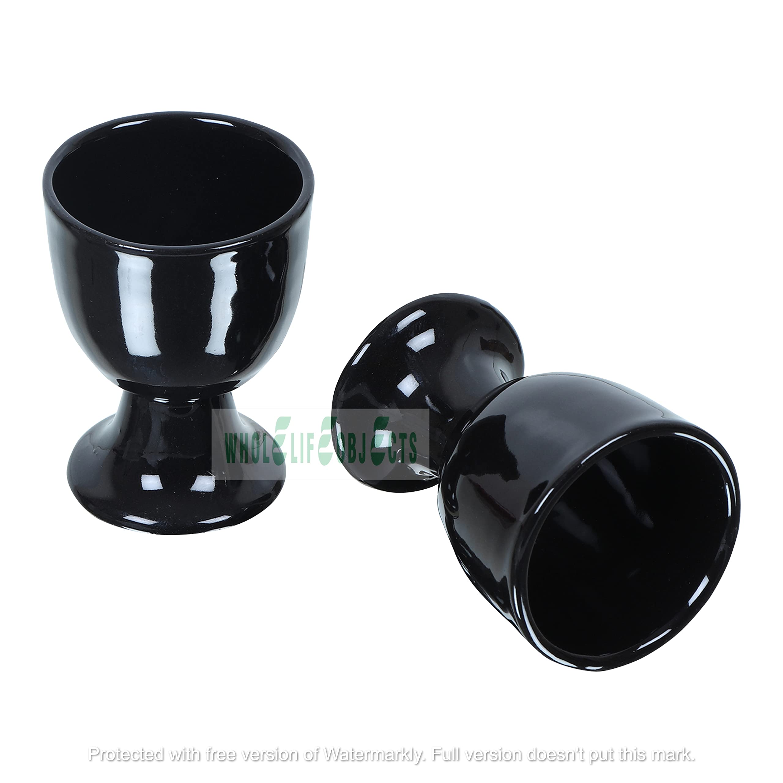Ceramic Egg Cup Set for Soft Boiled Eggs - 2 Piece Black Egg Holder | Perfect for Breakfast, Brunch & Housewarming Gifts | Durable Pottery Egg Stand for Dining & Kitchen Decor
