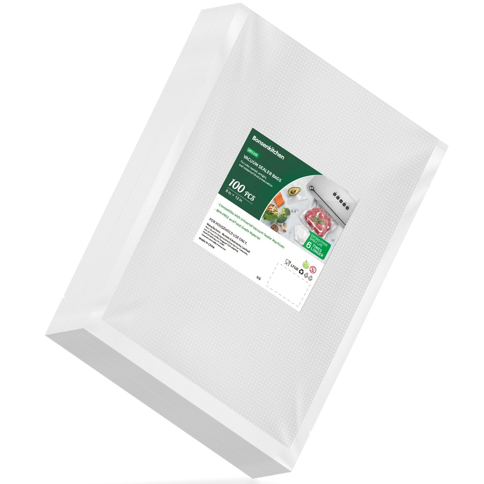 Bonsenkitchen 100 Quart Precut Vacuum Sealer Bags 8
