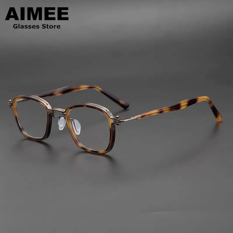 Stylish Aimee Unisex Full Rim Square Titanium Acetate Eyeglasses Frame 14622 - Perfect for Work, Reading & Fashion Accessories