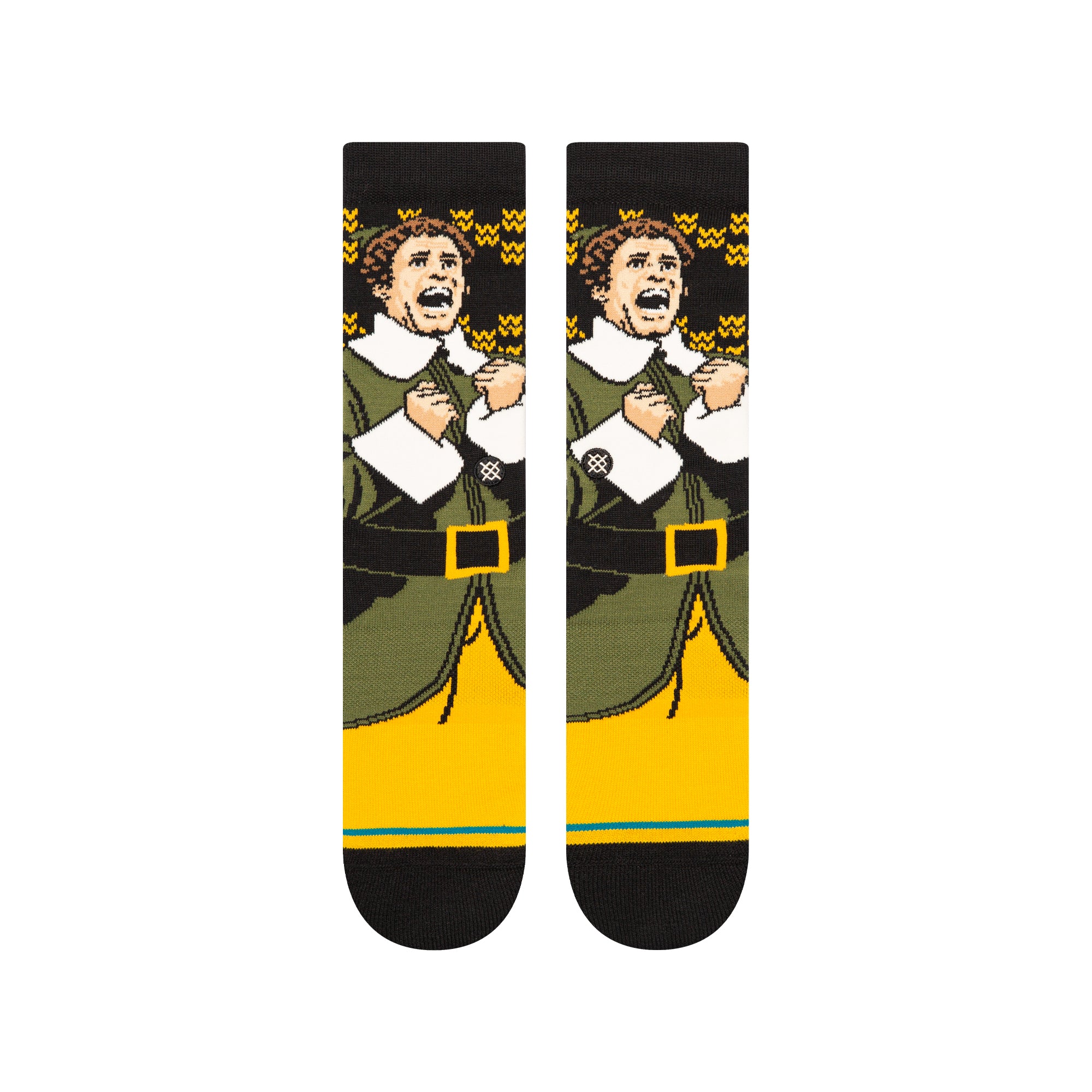 Stance Elf Smiling's My Favorite Crew Socks - Fun Holiday Socks for Christmas Gifts, Party Outfits & Cozy Winter Wear