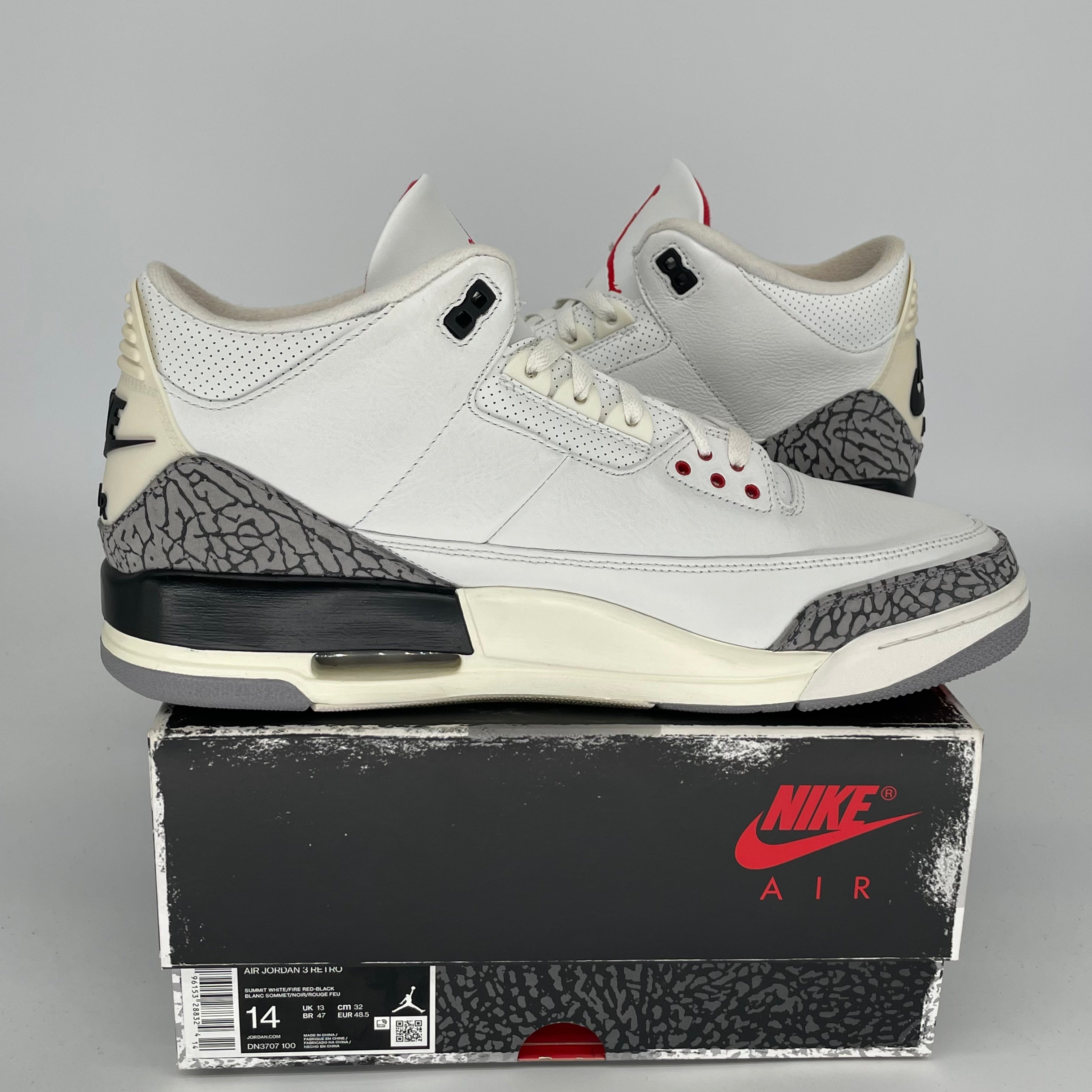 Original Air Jordan 3 White Cement Reimagined - Men's Size 14 Basketball Shoes (DN3707-100) - Retro Sneakers for Casual Wear & Street Style