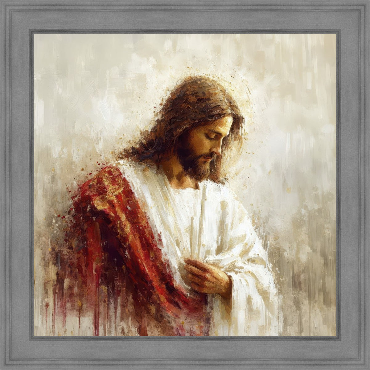 Jesus Christ in Red Robes - Religious Wall Art for Home & Church Decor - Perfect for Prayer Rooms, Sunday Schools & Christian Gifts