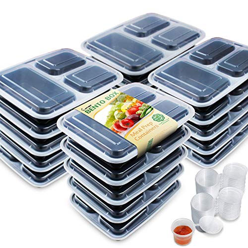 20 Pack 3 Compartments with Portion Cups